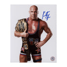 AJ Sports | Kurt Angle Autographed Wrestling Championship Belt 8x10 Photo