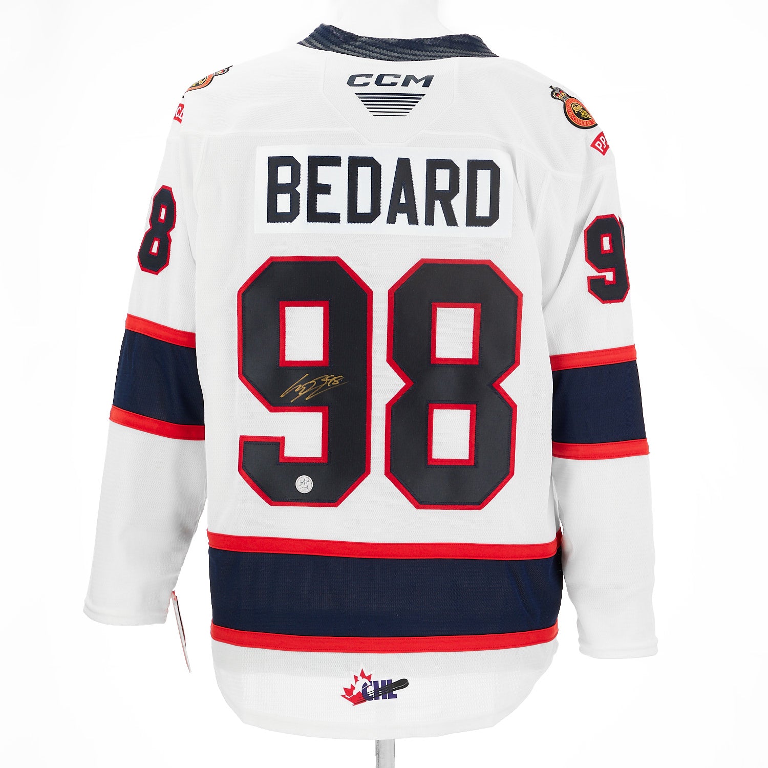 AJ Sports | Connor Bedard Signed Regina Pats White Replica CCM