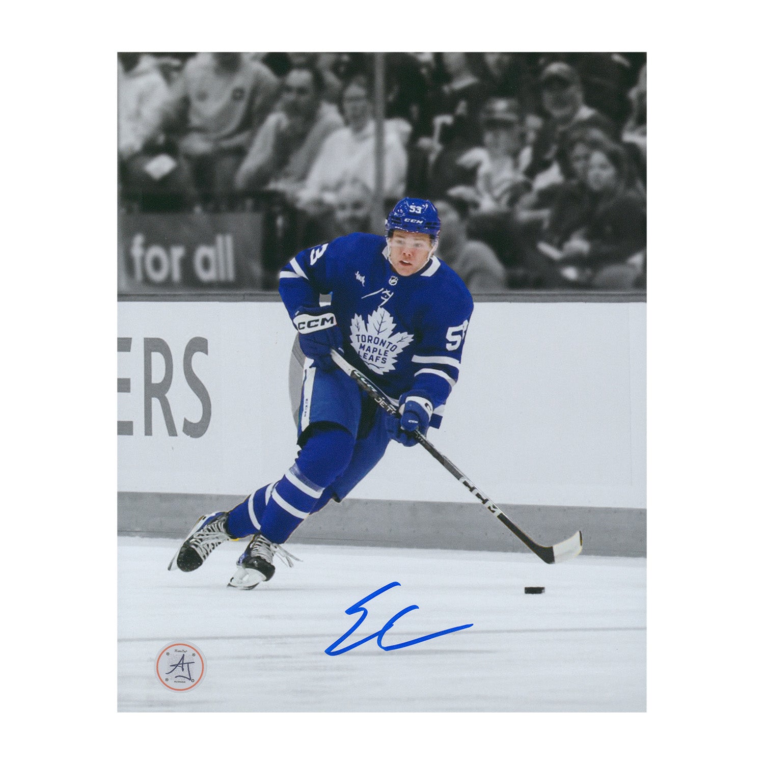 AJ Sports | Easton Cowan Autographed Toronto Maple Leafs Game Action 8x10 Photo
