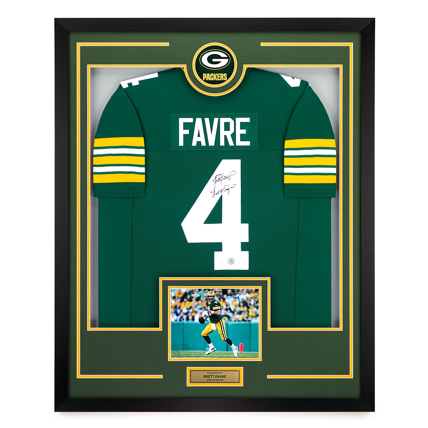 AJ Sports | Brett Favre Autographed Green Bay Packers Team Logo