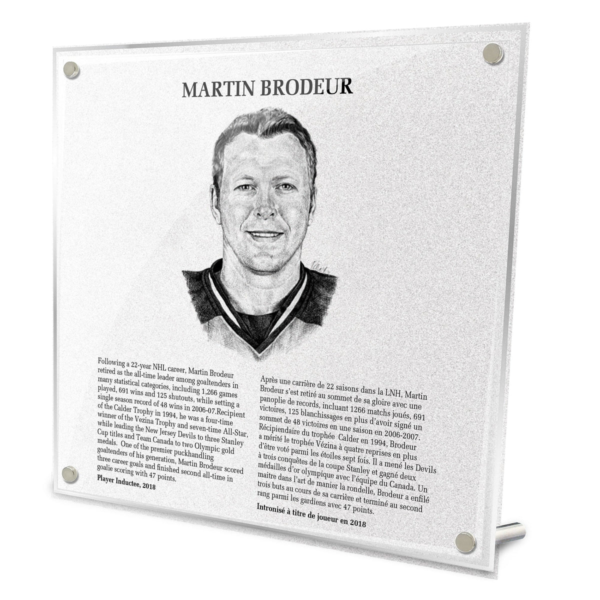 Martin Brodeur Replica Hockey Hall of Fame Plaque AJ Sports