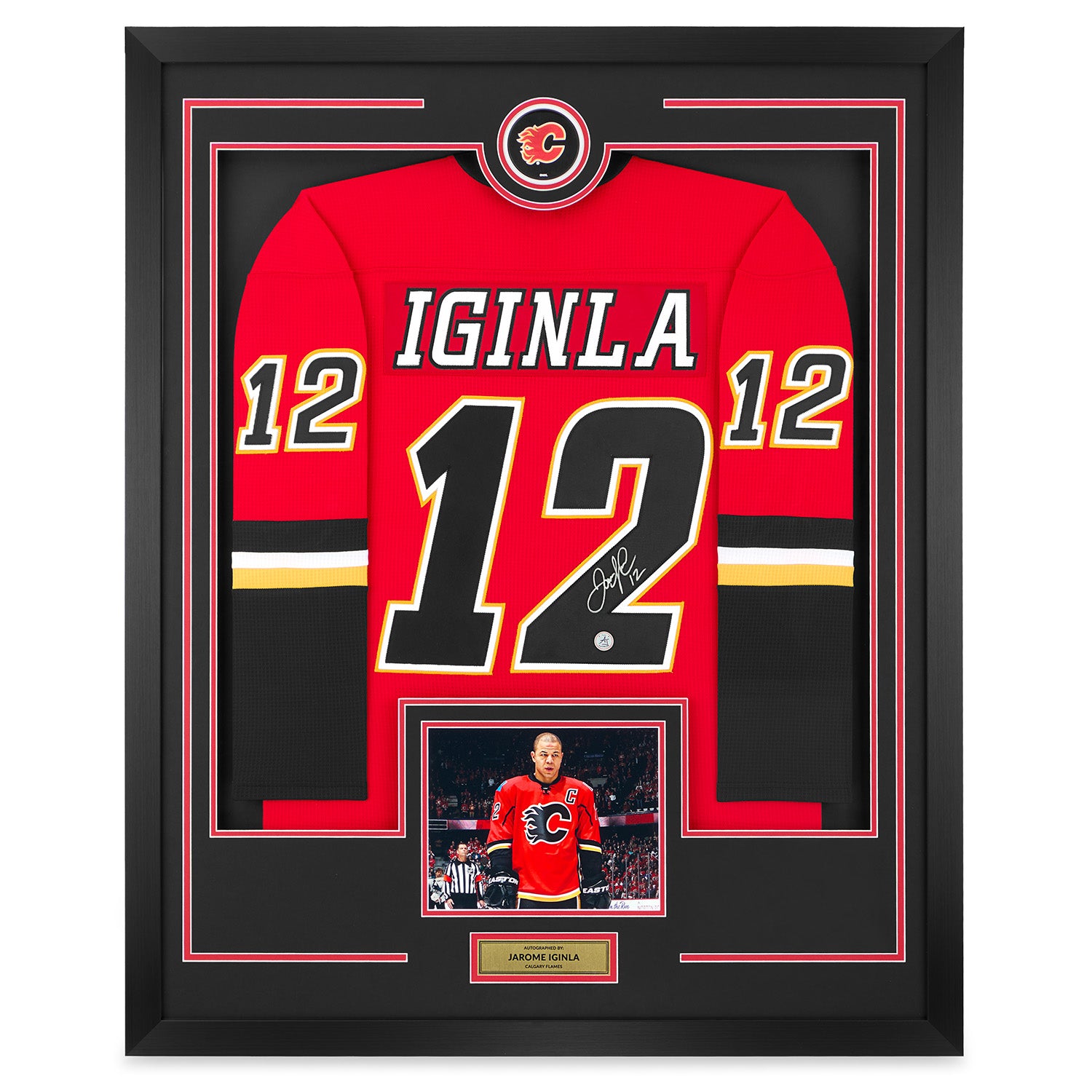 AJ Sports | Jarome Iginla Autographed Calgary Flames Puck Logo