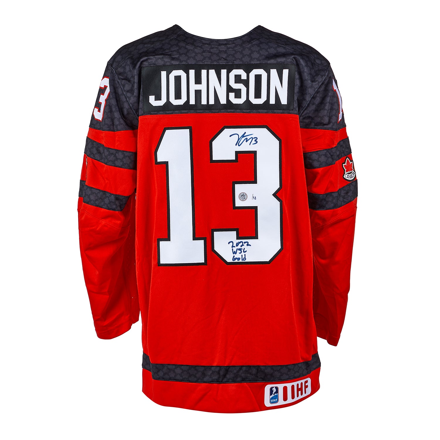 AJ Sports | Kent Johnson Team Canada Signed & Inscribed '2022 WJC