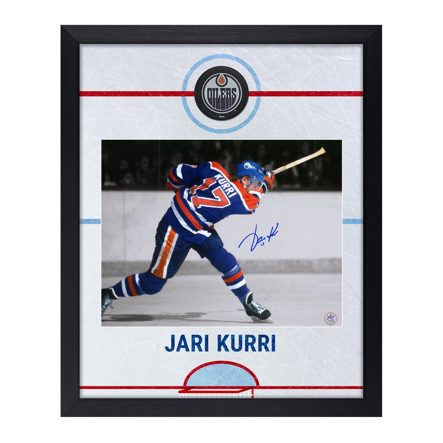 AJ Sports | Jari Kurri Autographed Edmonton Oilers Graphic Rink