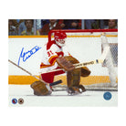 AJ Sports | Reggie Lemelin Autographed Calgary Flames Kick Save 8x10 Photo