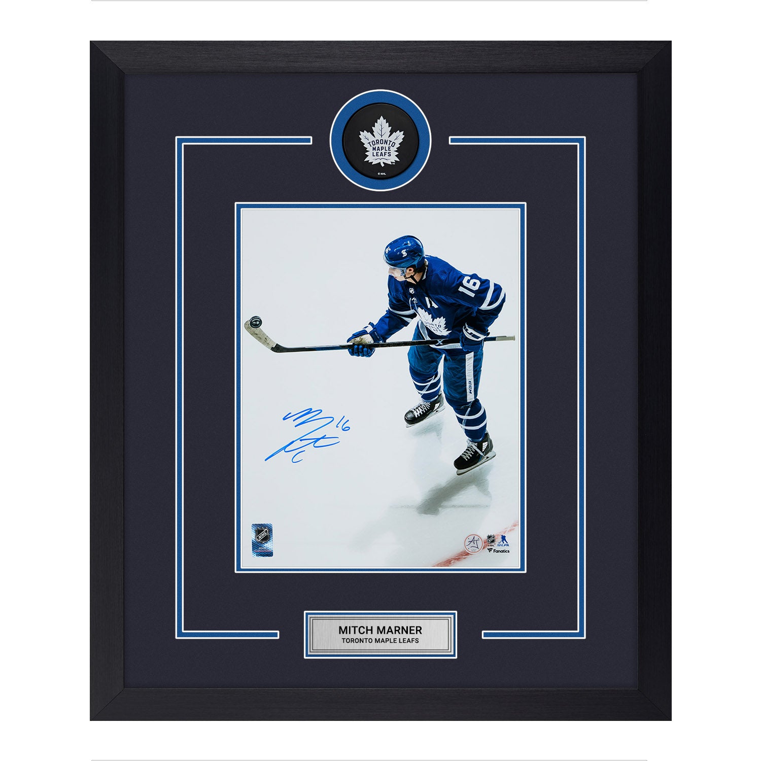 AJ Sports | Mitch Marner Signed Toronto Maple Leafs Puck Logo