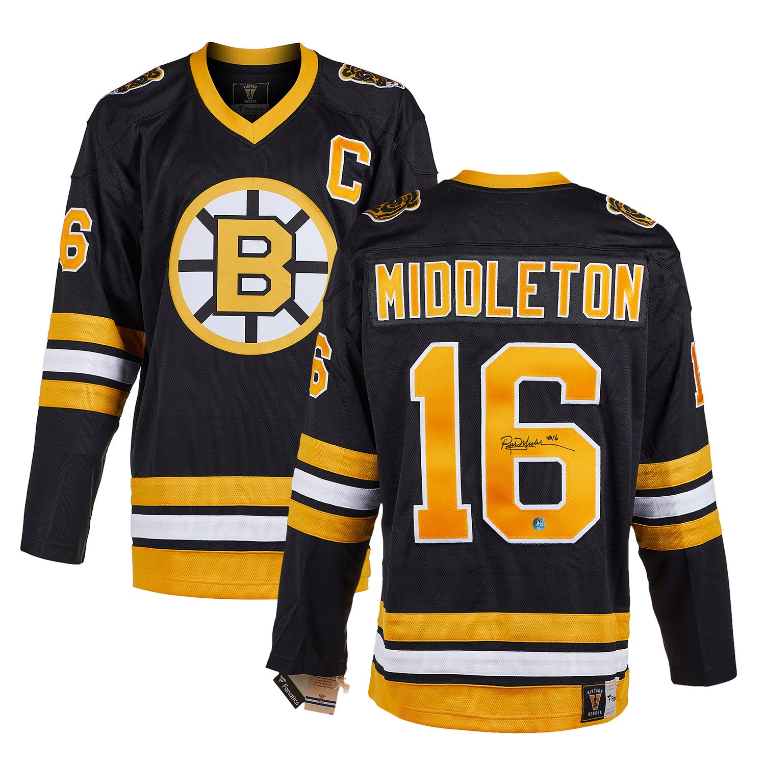 AJ Sports Rick Middleton Signed Boston Bruins Throwback