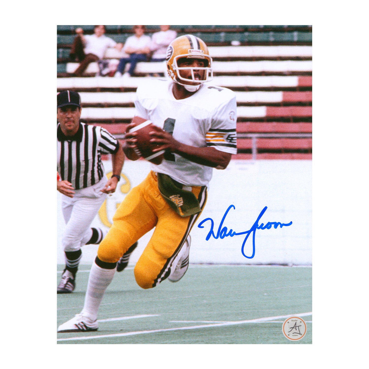 AJ Sports | Warren Moon Autographed Edmonton Eskimos CFL Football 8x10 Photo