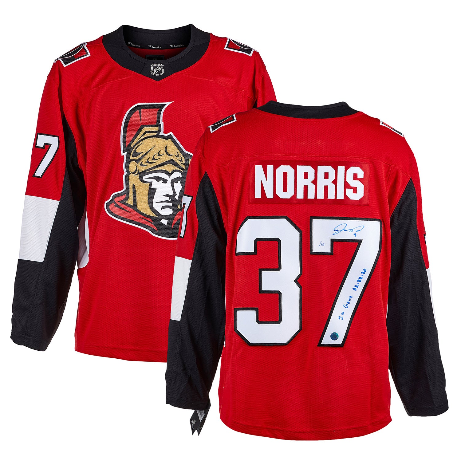 AJ Sports | Josh Norris Ottawa Senators Signed & Dated 1st Game AJ Sports | Josh Norris Ottawa Senators Signed & Dated 1st Game