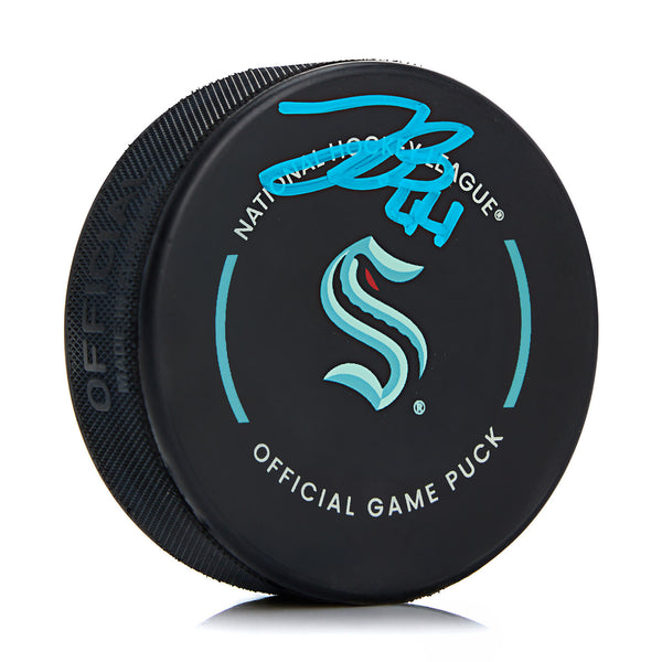 Jake O'Brien Signed Seattle Kraken Official Game Puck