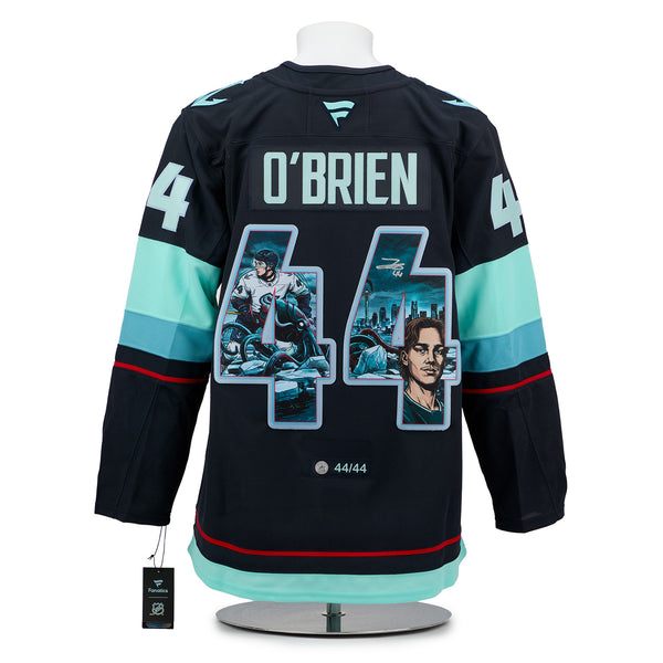 Jake O'Brien Autographed Seattle Kraken Comic Book Art Jersey #44/44