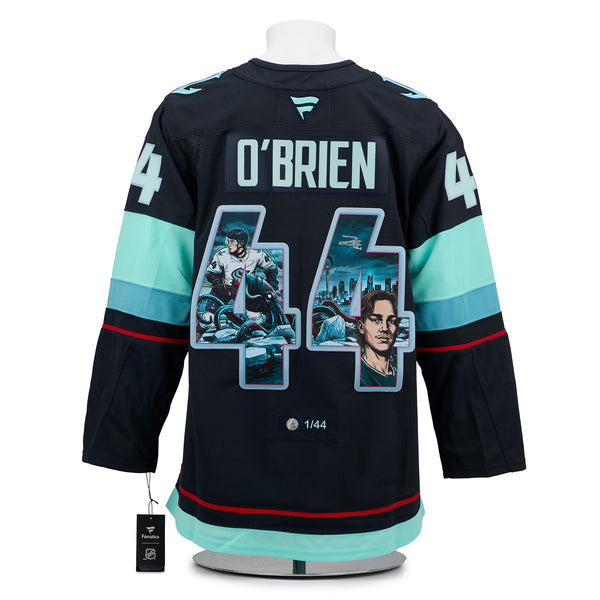 Jake O'Brien Autographed Seattle Kraken Comic Book Art Jersey #1/44