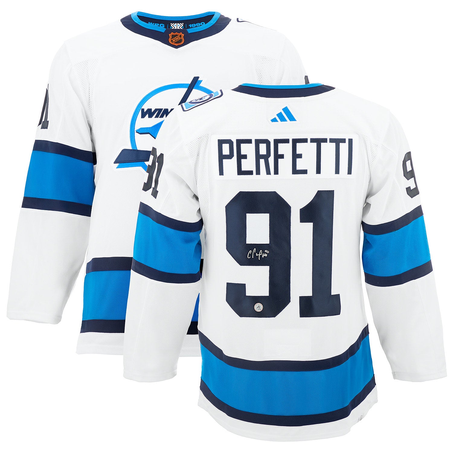 AJ Sports | Cole Perfetti Signed Winnipeg Jets Reverse Retro 2.0