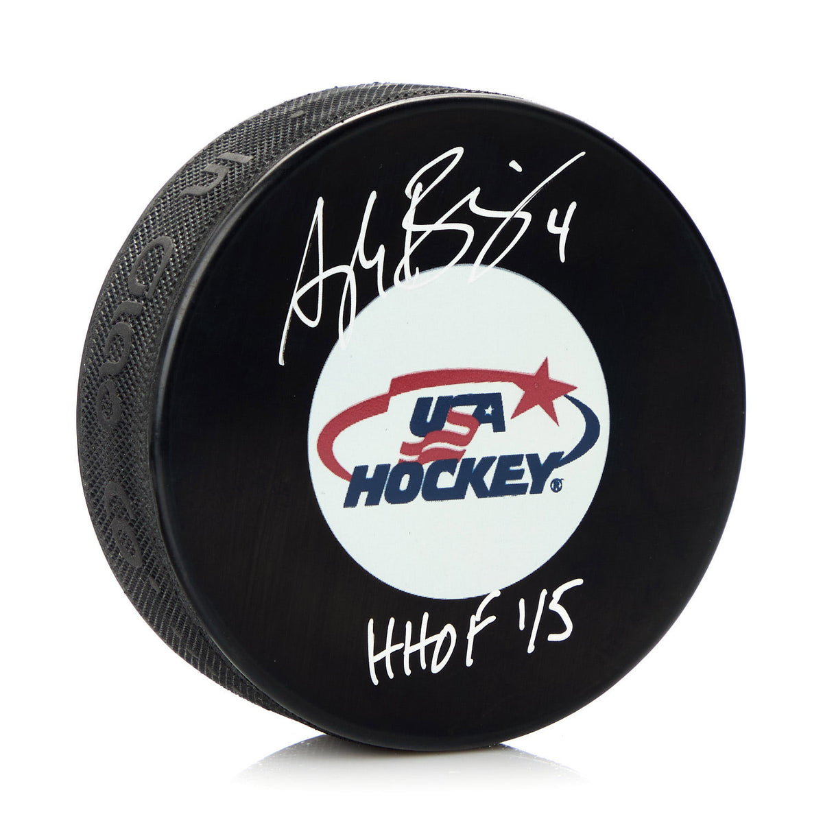 AJ Sports | Angela Ruggiero Autographed Team USA Hockey Puck with HOF Note