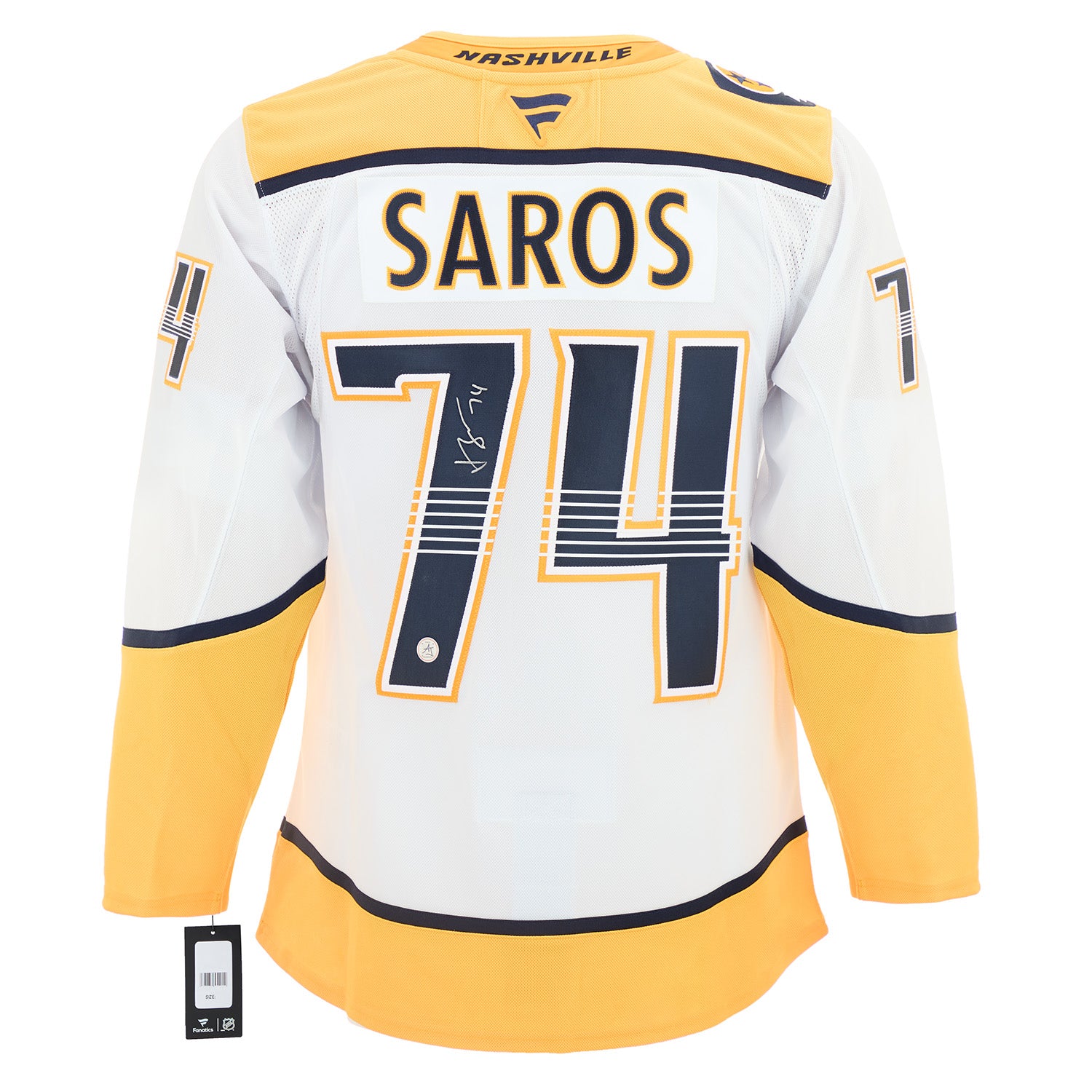 AJ Sports | Juuse Saros Signed Nashville Predators White Fanatics