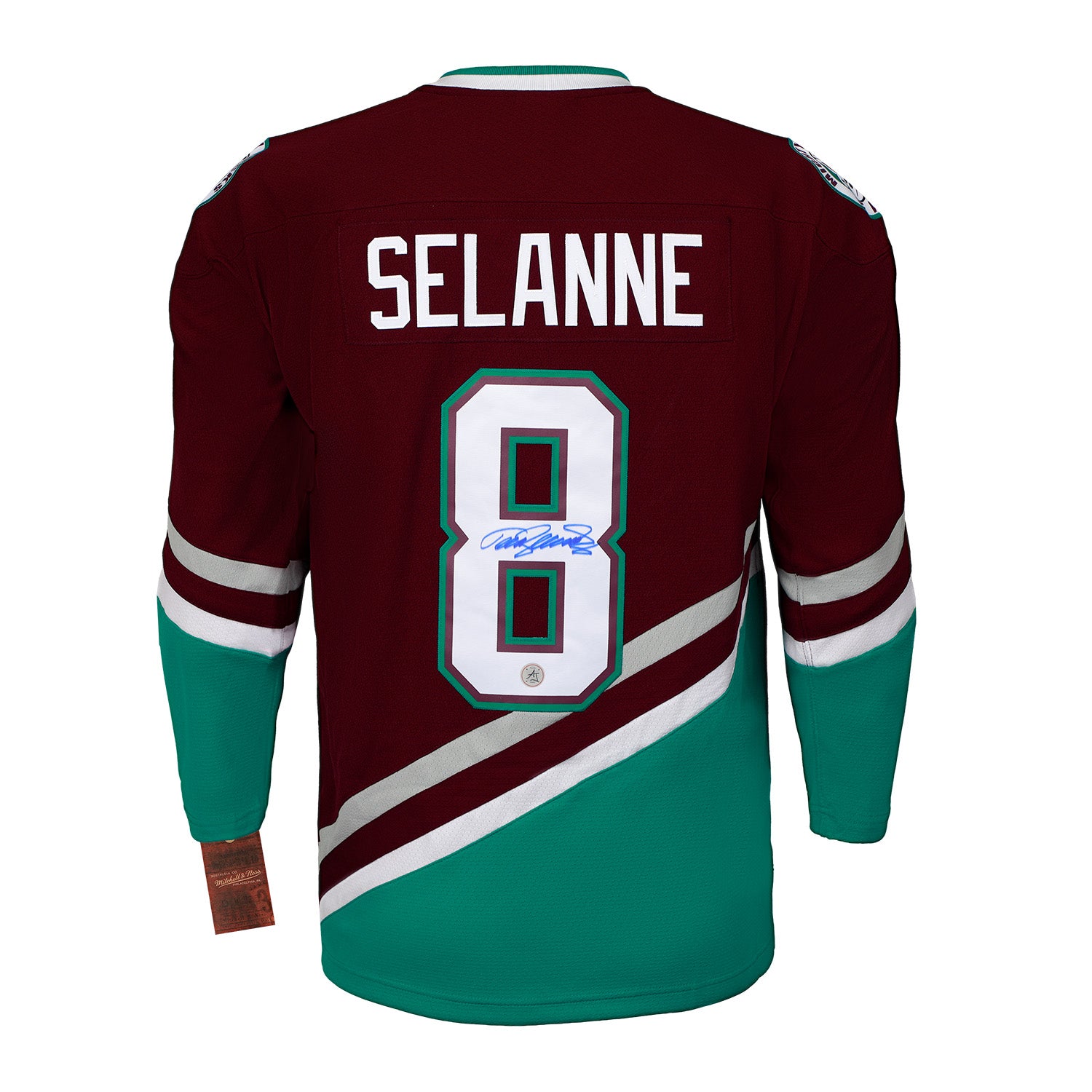 AJ Sports Teemu Selanne Signed Anaheim Mighty Ducks Throwback