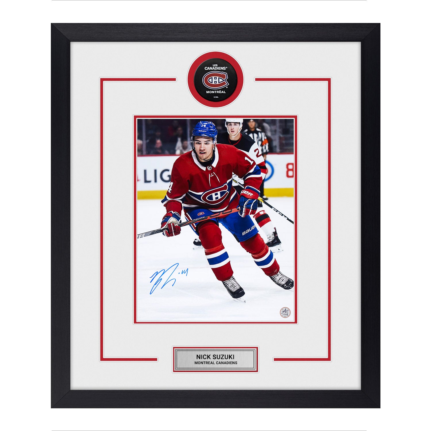 AJ Sports | Nick Suzuki Autographed Montreal Canadiens Puck Logo