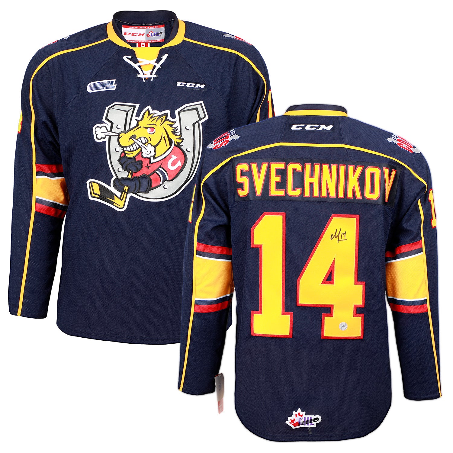 AJ Sports | Andrei Svechnikov Signed Barrie Colts Blue CCM CHL Jersey