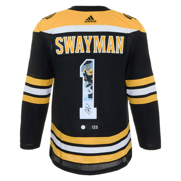 AJ Sports | Jeremy Swayman Signed Boston Bruins Goalie Art Jersey #/25
