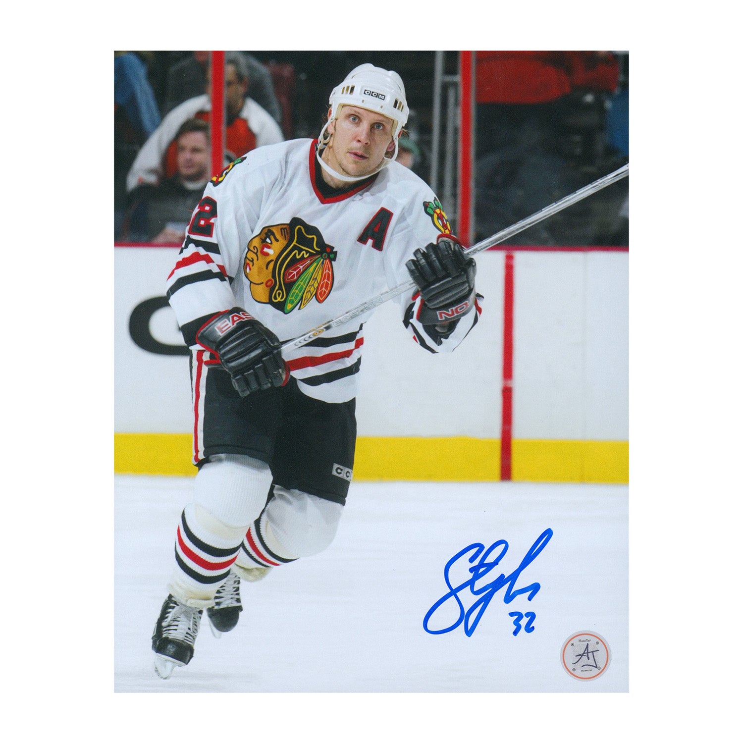 AJ Sports | Steve Thomas Autographed Chicago Blackhawks Game Action 8x10 Photo