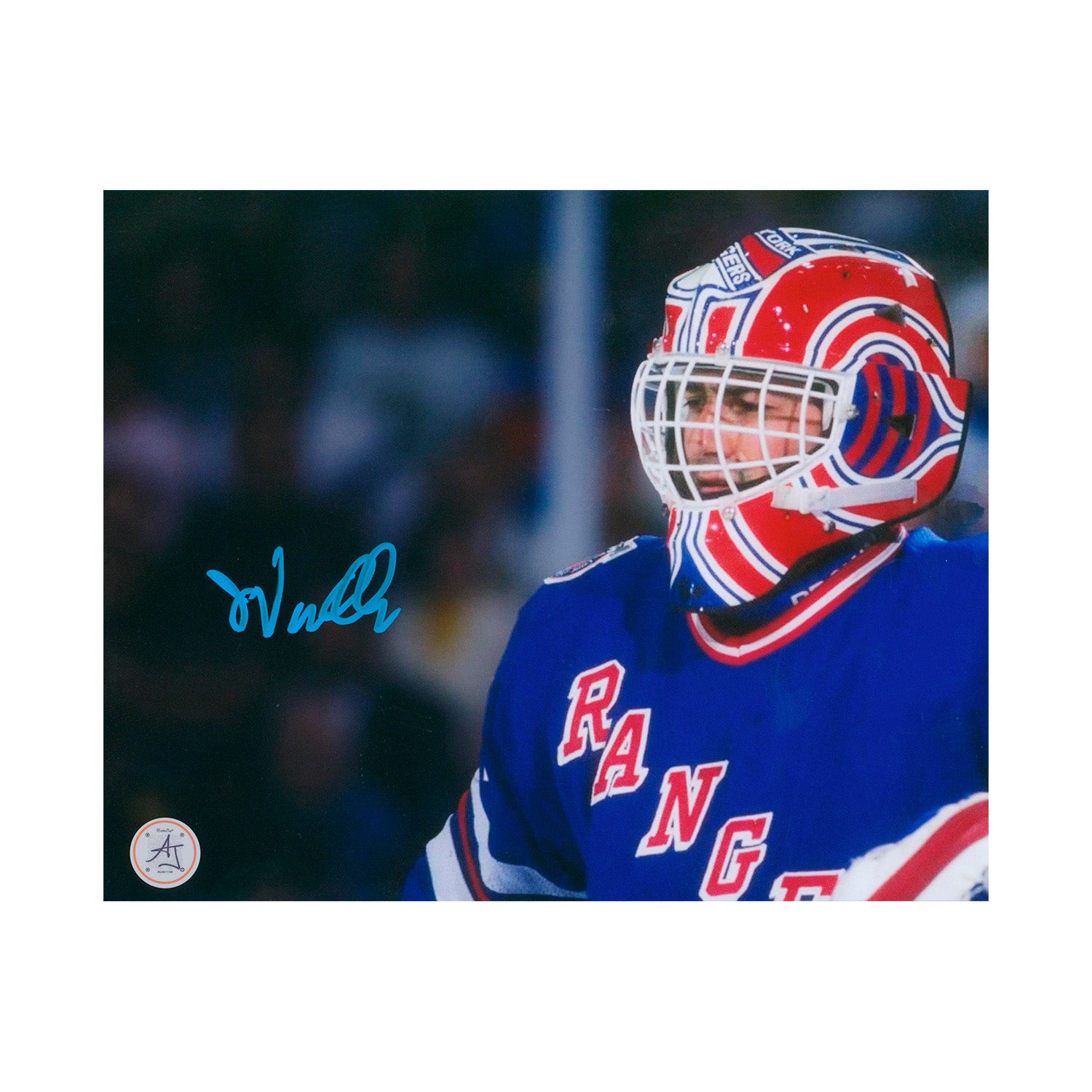 AJ Sports | John Vanbiesbrouck Signed New York Rangers Goalie Mask Profile 8x10 Photo