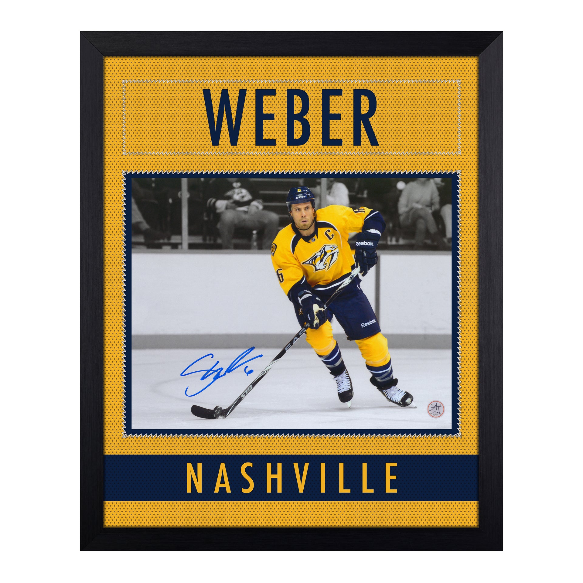 AJ Sports Shea Weber Signed Nashville Predators Uniform Graphic