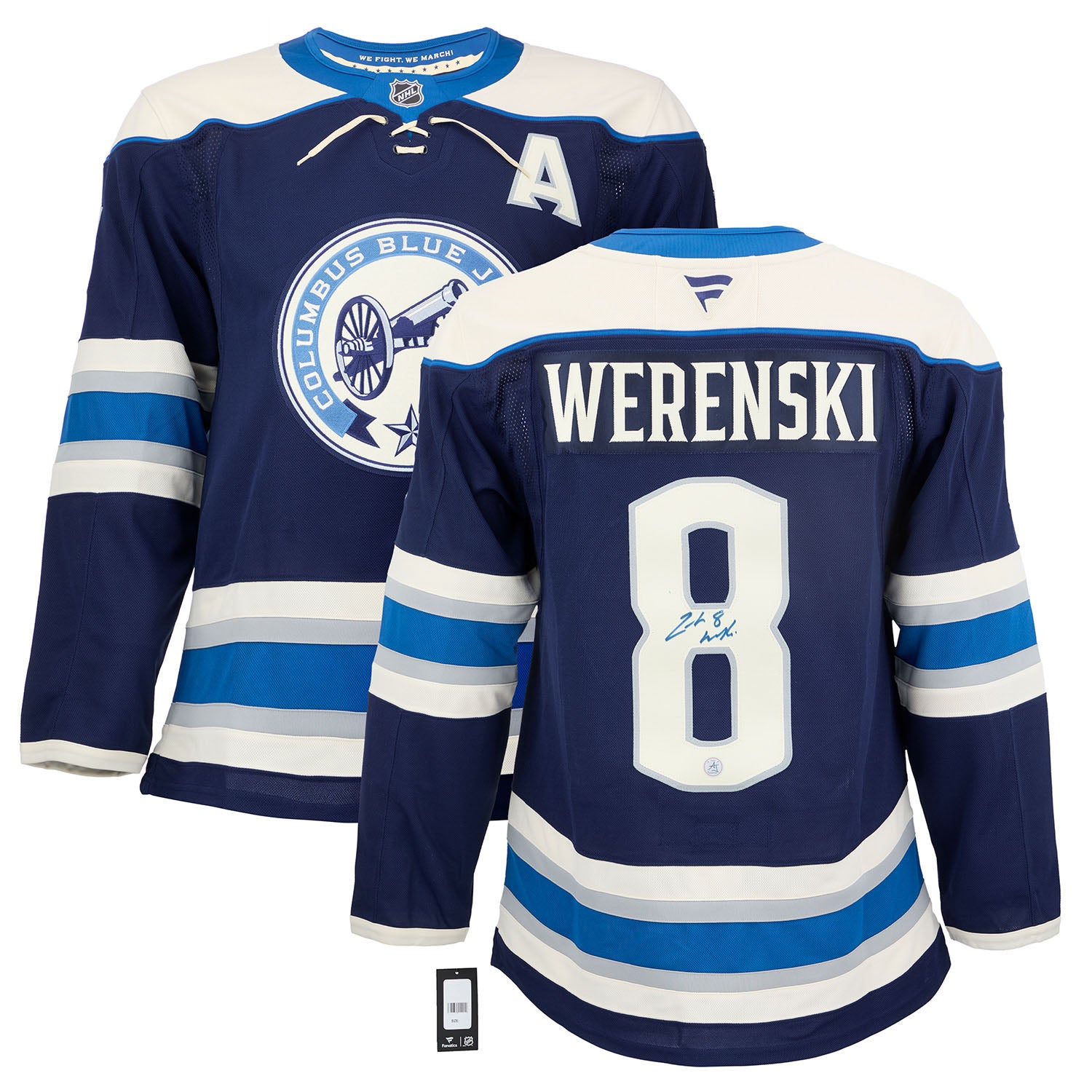 MARK & LONA✨スカルパターン　Ruler JQ Jersey ブルー AJ Sports | Zach Werenski Signed Columbus Blue Jackets Alt Cannon