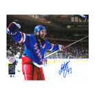 AJ Sports | Mika Zibanejad Signed New York Rangers Goal Celebration 8x10 Photo