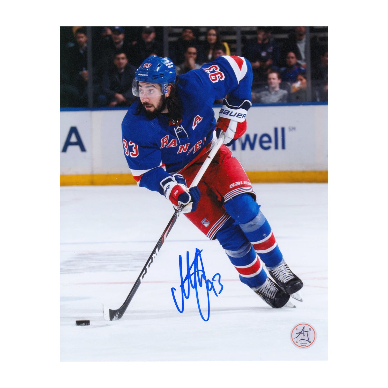 AJ Sports | Mika Zibanejad Autographed New York Rangers Playmaker 8x10 Photo