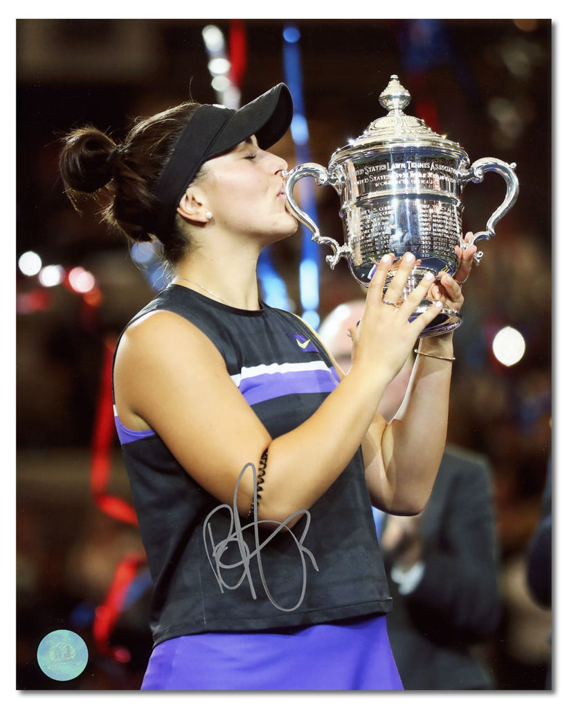 Bianca Andreescu Autographed 2019 US Open Tennis Trophy Celebration 8x10 Photo | AJ Sports.