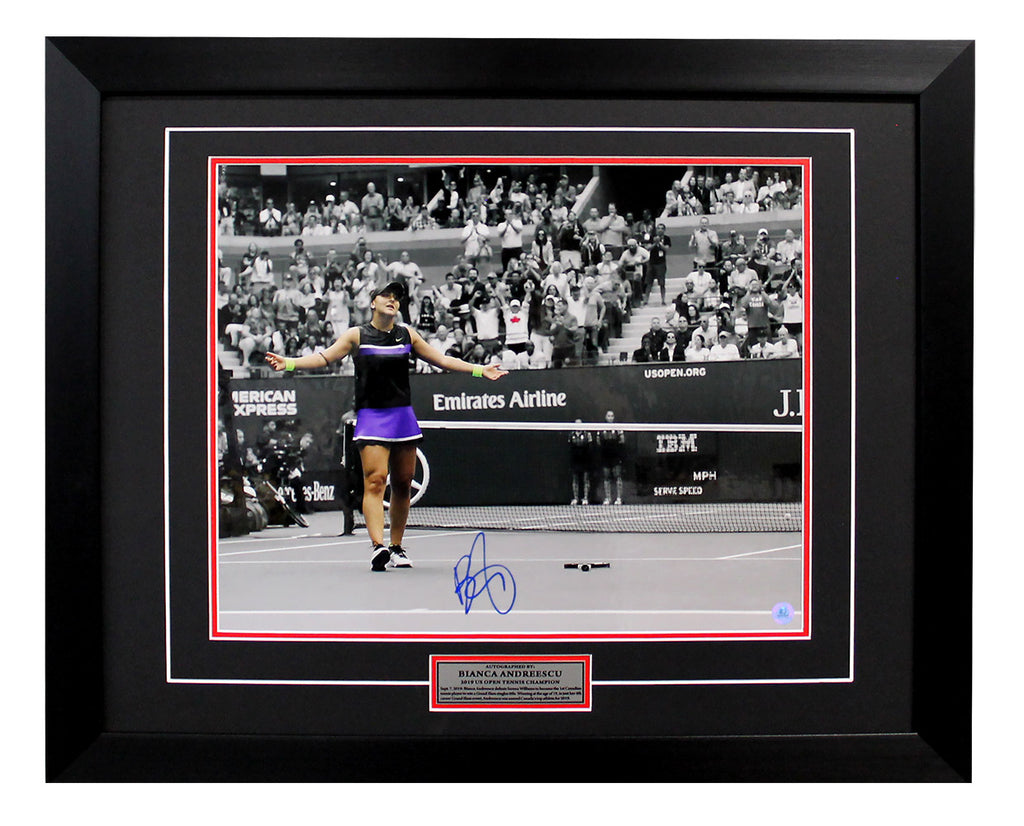 Bianca Andreescu Autographed 2019 US Open Tennis Match Point 26x32 Frame | AJ Sports.