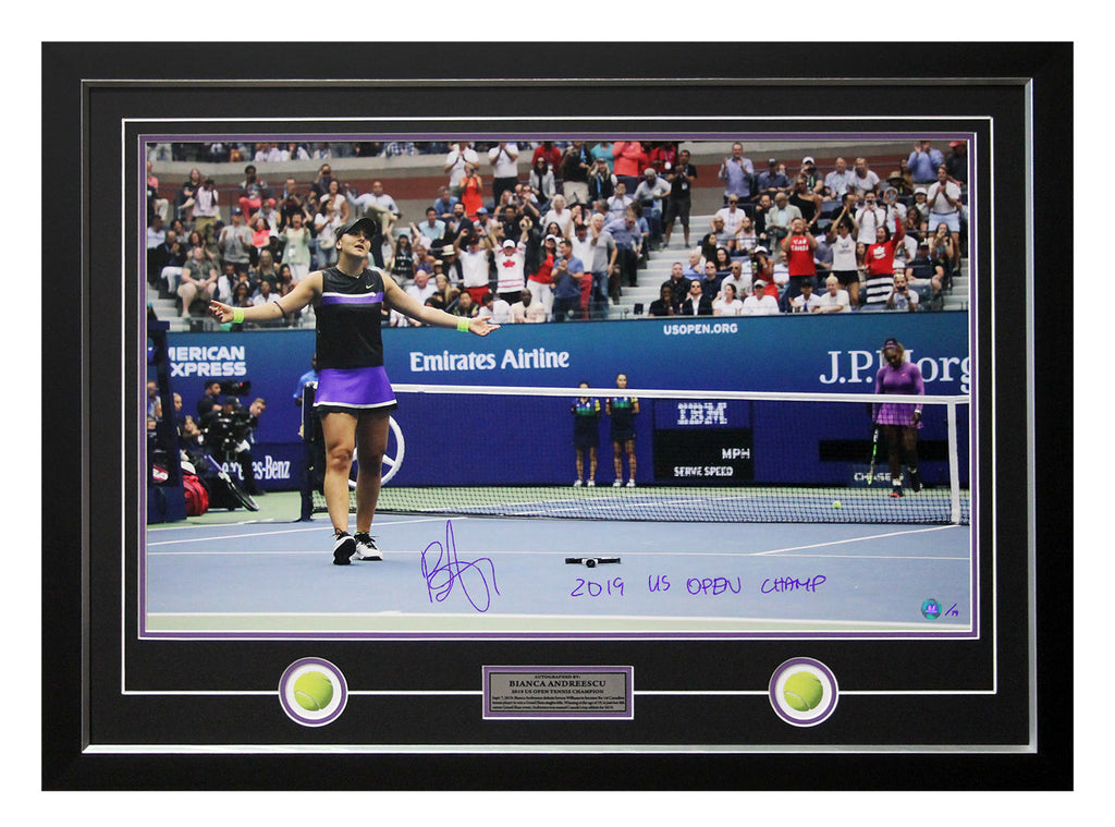 Bianca Andreescu 2019 US Open Tennis Champ Signed & Inscribed 27x37 Frame #/19 | AJ Sports.