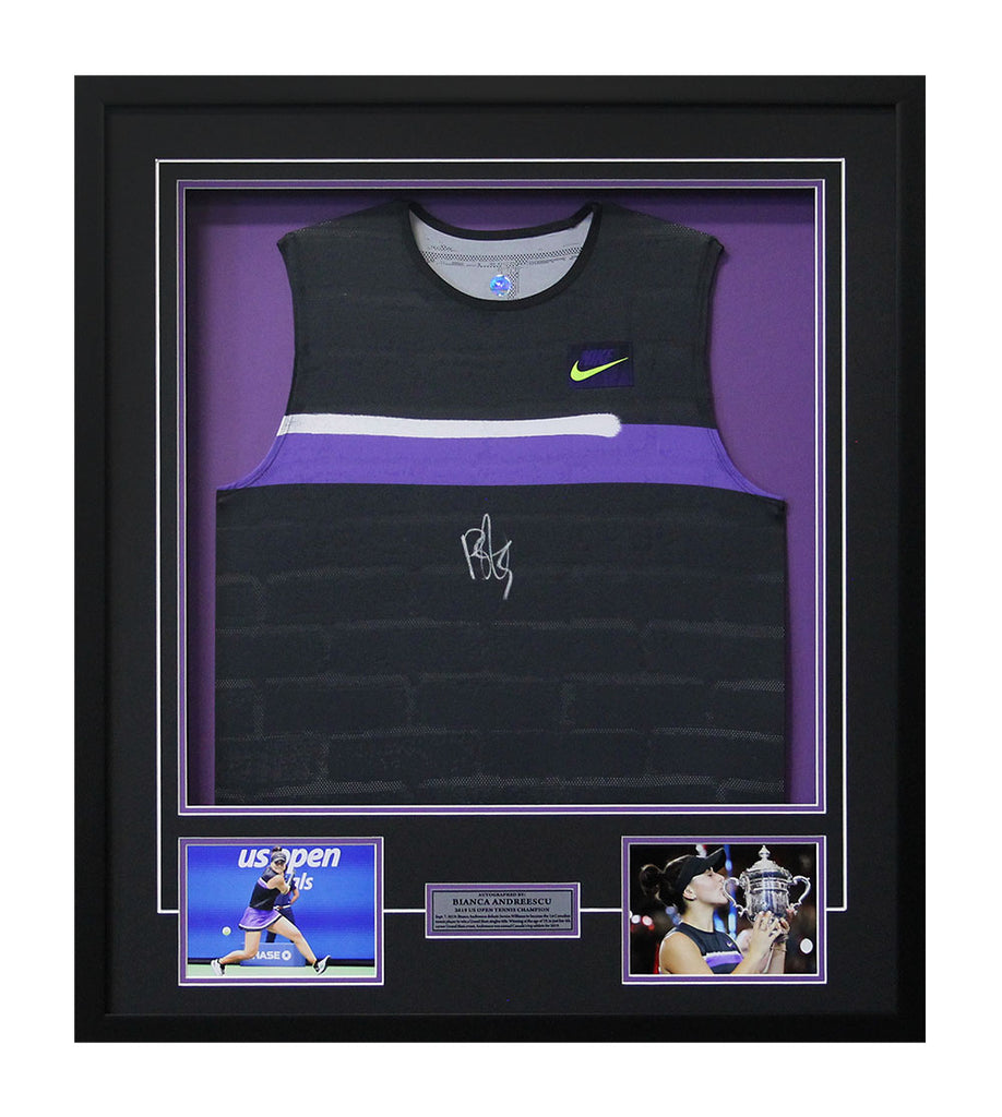 Bianca Andreescu Autographed US Open Tennis Champion 30x34 Framed Tanktop Display | AJ Sports.