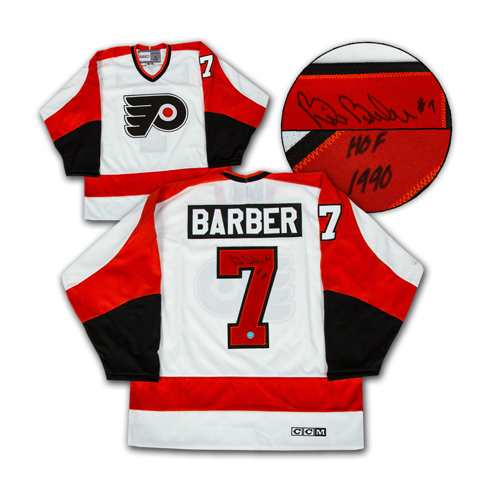 Bill Barber Philadelphia Flyers Signed White Vintage CCM Jersey | AJ Sports.