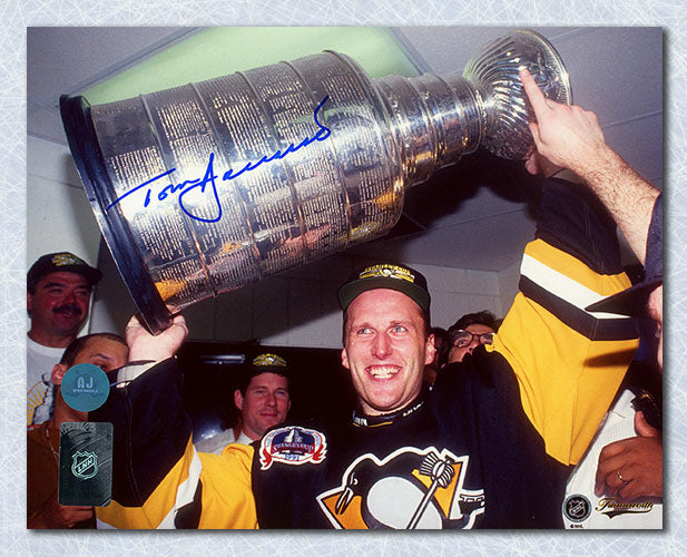 Tom Barrasso Pittsburgh Penguins Autographed Stanley Cup 8x10 Photo | AJ Sports.