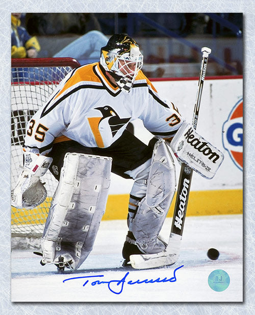Tom Barrasso Pittsburgh Penguins Autographed Stick Save 8x10 Photo | AJ Sports.