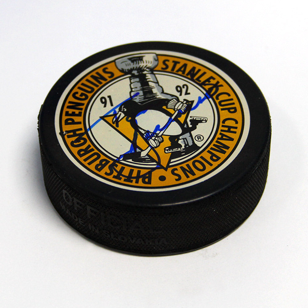 Tom Barrasso Pittsburgh Penguins Autographed Stanley Cup Puck | AJ Sports.