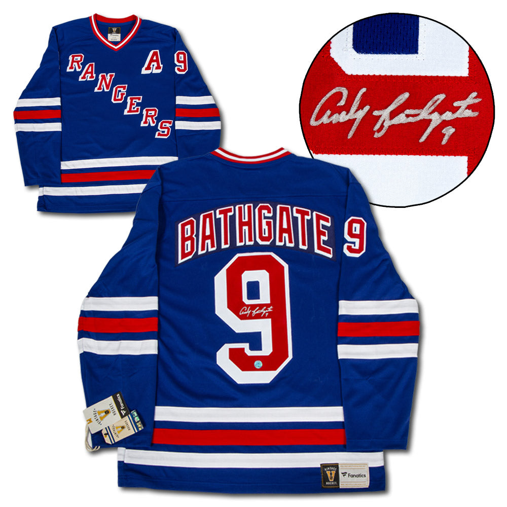 Andy Bathgate New York Rangers Signed Retro Fanatics Jersey | AJ Sports.