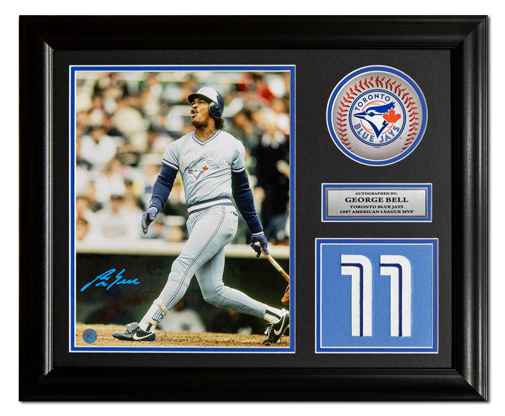 George Bell Toronto Blue Jays Autographed Powder Blue 20x24 Number Frame | AJ Sports.