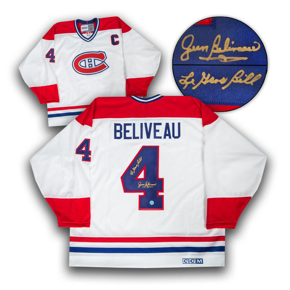 Jean Beliveau Montreal Canadiens Signed Le Gros Bill Vintage CCM Jersey | AJ Sports.