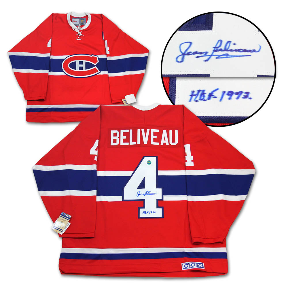 Jean Beliveau Montreal Canadiens Signed Original 6 Vintage CCM Jersey | AJ Sports.