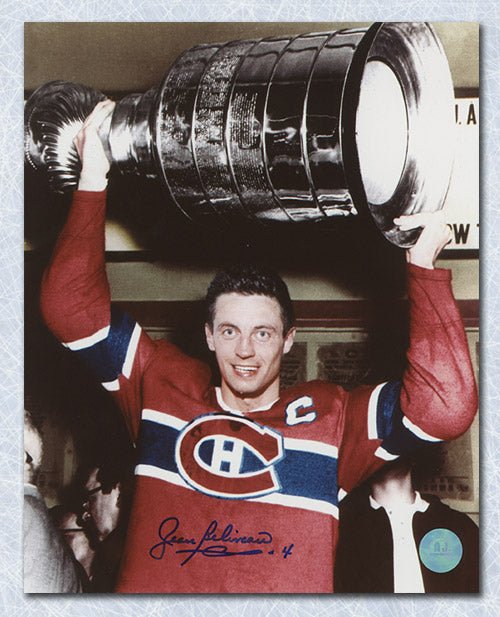 Jean Beliveau Montreal Canadiens Autographed Stanley Cup 8x10 Photo | AJ Sports.