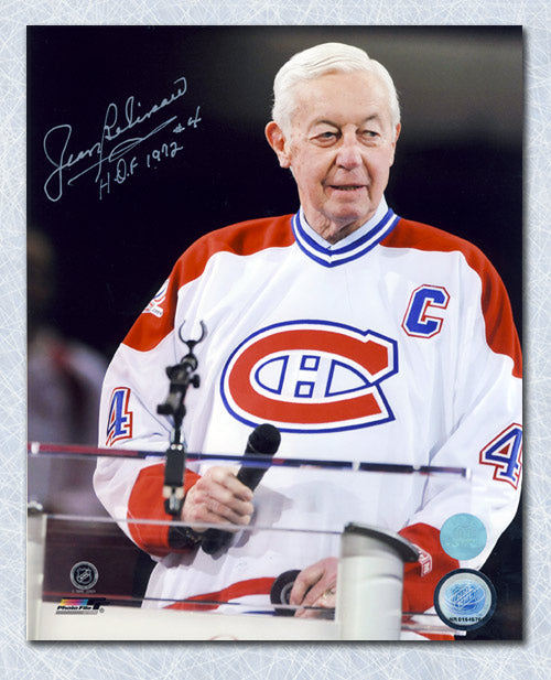 Jean Beliveau Montreal Canadiens Signed Centennial Ceremony 8x10 Photo | AJ Sports.