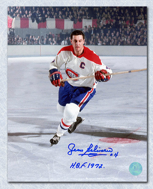 Jean Beliveau Montreal Canadiens Autographed Captain Action 8x10 Photo | AJ Sports.