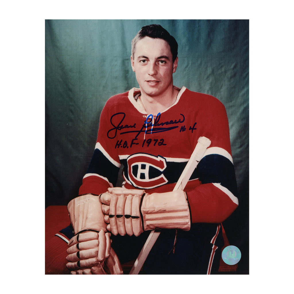 Jean Beliveau Montreal Canadiens Signed & Inscribed Still 8x10 Photo | AJ Sports.