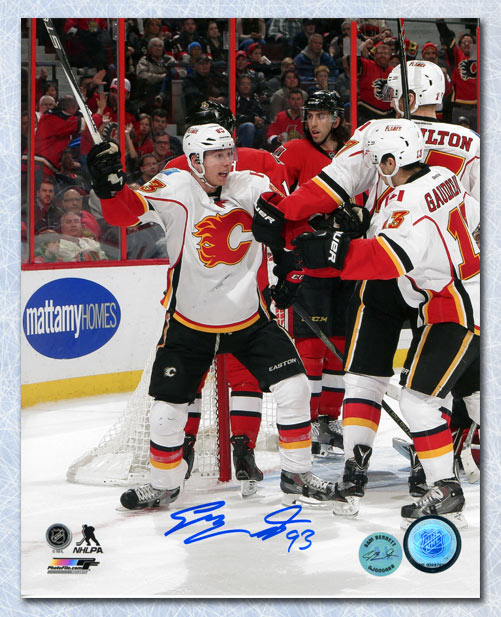 Sam Bennett Calgary Flames Autographed First NHL Goal Celebration 8x10 Photo | AJ Sports.