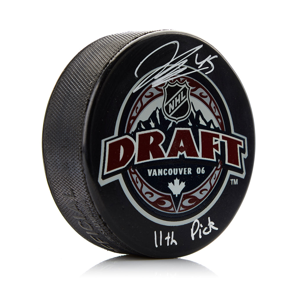 Jonathan Bernier Signed 2006 NHL Entry Draft Puck with 11th Pick Note | AJ Sports.
