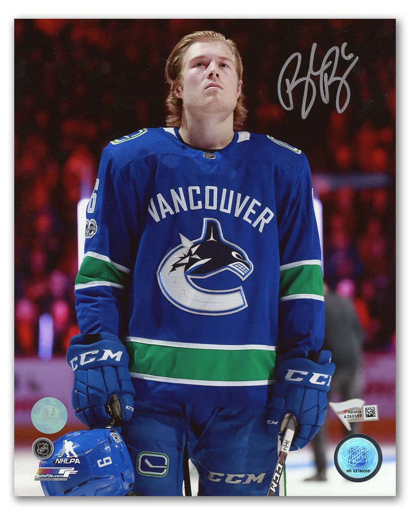 Brock Boeser Vancouver Canucks Autographed Anthem Close-Up 8x10 Photo | AJ Sports.