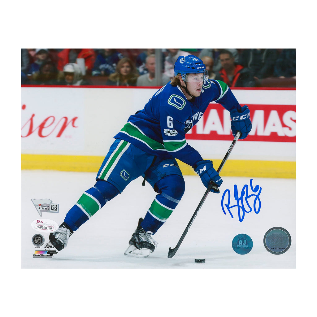 Brock Boeser Vancouver Canucks Autographed Puck Control 8x10 Photo | AJ Sports.