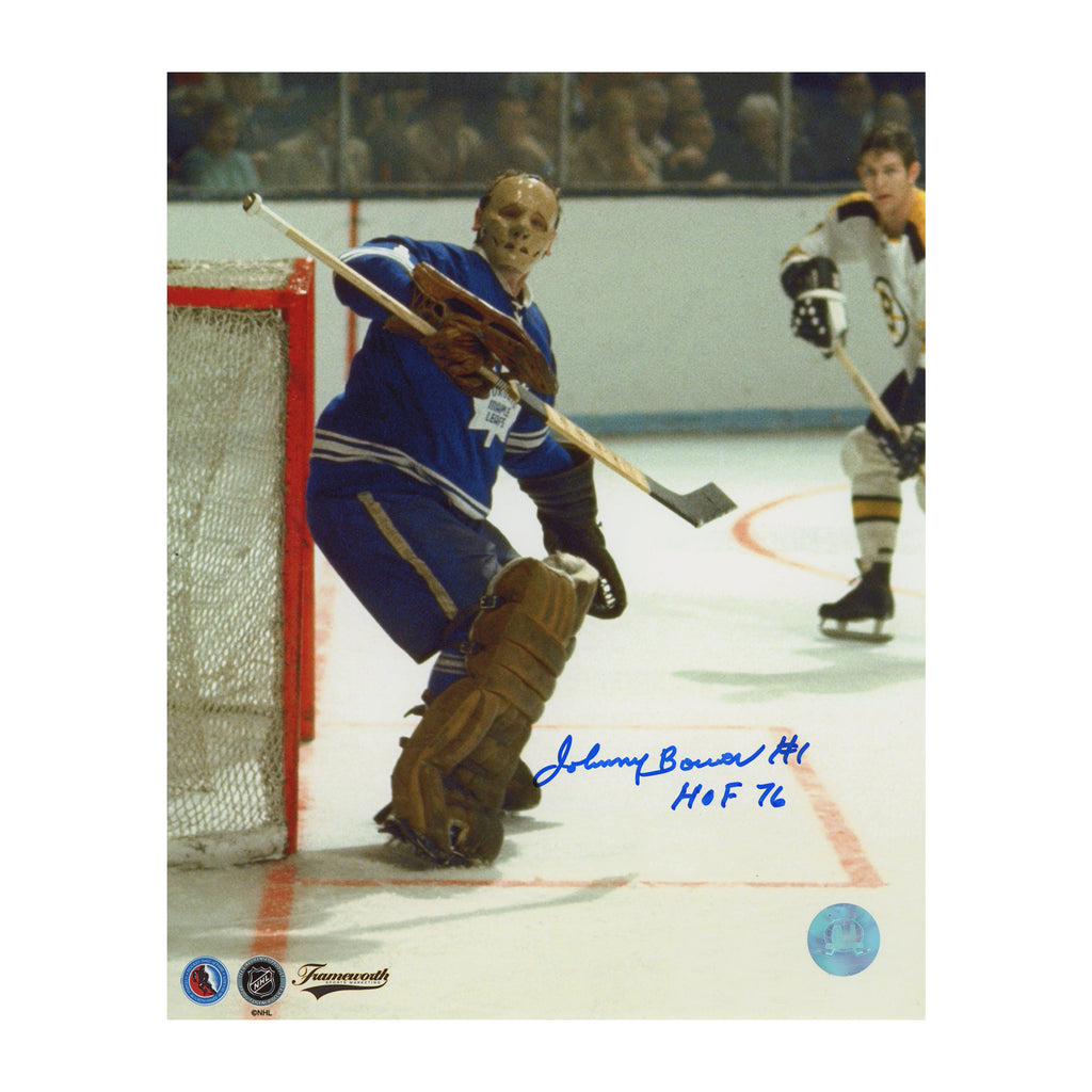 Johnny Bower Toronto Maple Leafs Signed 20x24 Retired Number Frame